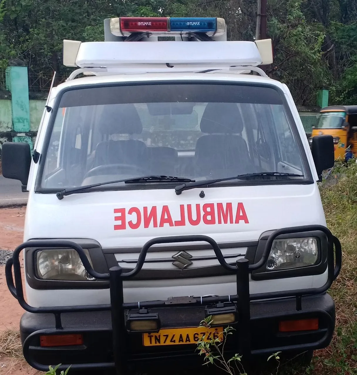 Bhairavi compact ambulance front view