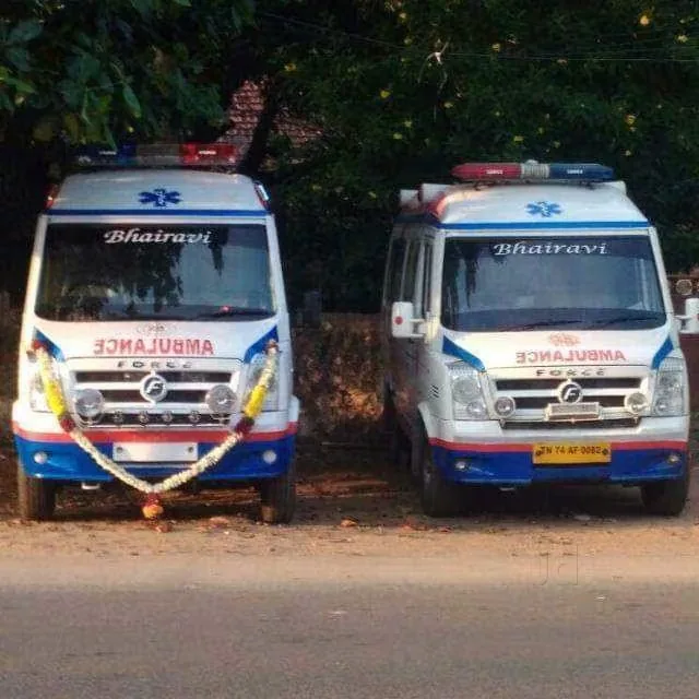 Bhairavi ambulances parked together