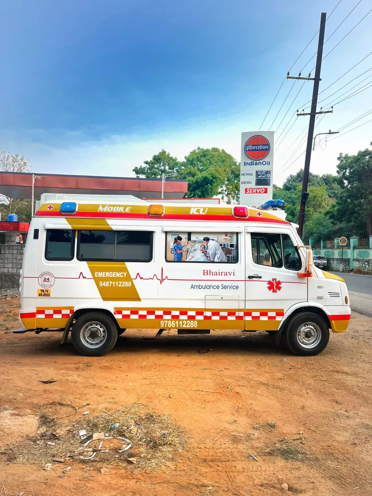 Bhairavi Mobile ICU ambulance side view